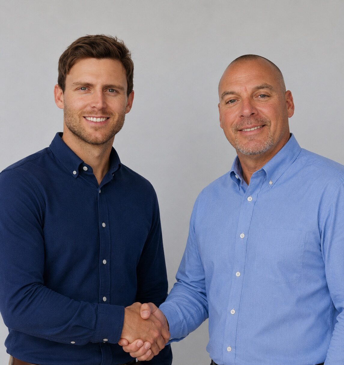 Owners Josh Skelly and Dennis Nielsen shaking hands